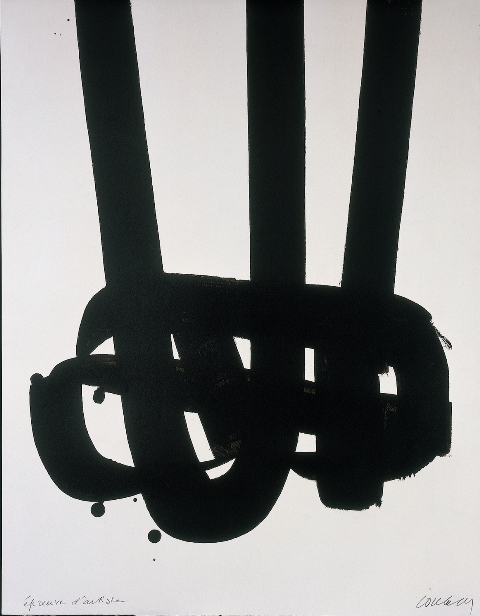 Pierre Soulages,  Lithographie n°29, 1972, 3 planches, 104,5 x 70 cm - 79,5 x 82 cm Collection particulière. Photo: F. Walch © ADAGP, Paris 2009
