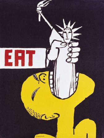 Tomi Ungerer, "Eat" - affiche contre la guerre du Vietnam, 1967. Reproduction offset. Collection Musée Tomi Ungerer - Centre international de l'Illustration, Strasbourg © Diogenes Verlag AG Zurich. Photo : Musées de la Ville de Strasbourg / M. Bernhart